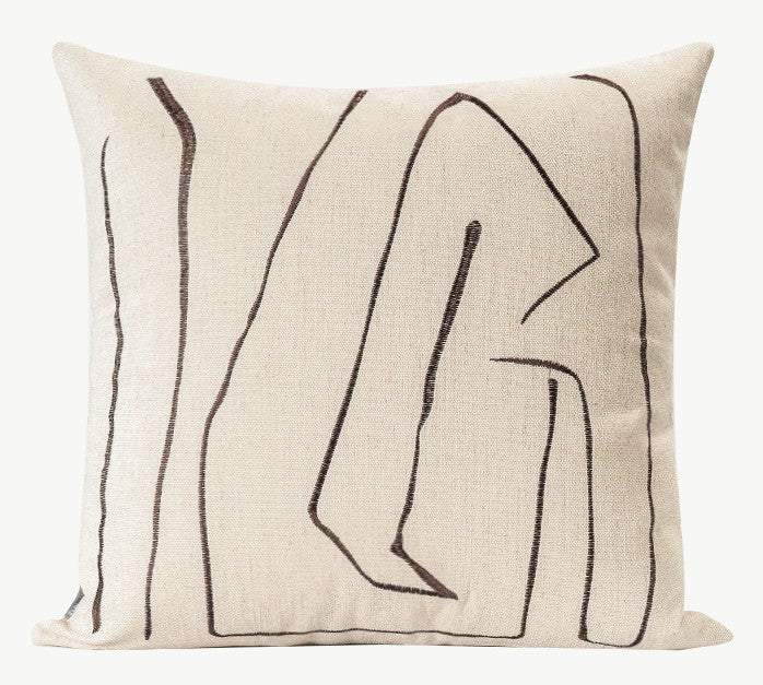 Geometric Square Modern Throw Pillows for Couch, Beige Decorative Throw Pillows, Large Contemporary Throw Pillow for Interior Design-Art Painting Canvas