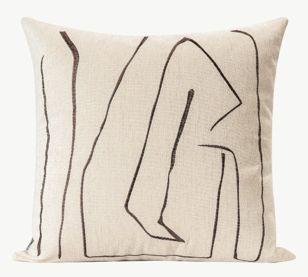 Geometric Square Modern Throw Pillows for Couch, Beige Decorative Throw Pillows, Large Contemporary Throw Pillow for Interior Design-Art Painting Canvas