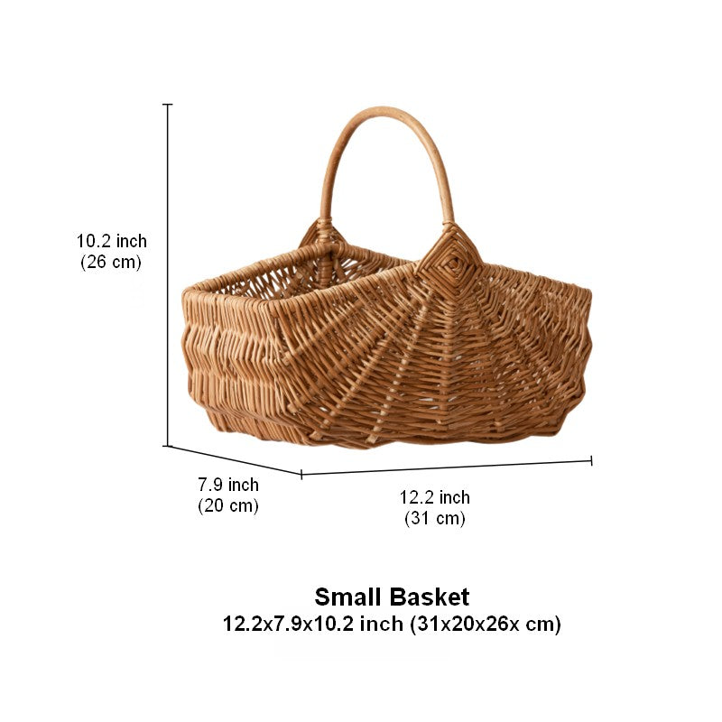 Large Picnic Food Basket with Handle, Natural Hand-woven Wicker Storage Basket, Lovely Willow Weaving Baskets for Vegetable, Natural Fruit Basket, Kitchen Storage Baskets-Art Painting Canvas