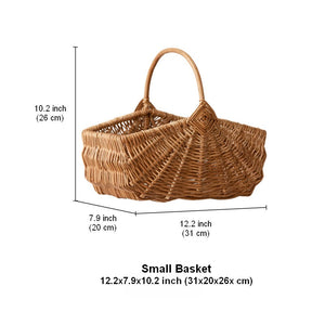 Large Picnic Food Basket with Handle, Natural Hand-woven Wicker Storage Basket, Lovely Willow Weaving Baskets for Vegetable, Natural Fruit Basket, Kitchen Storage Baskets-Art Painting Canvas