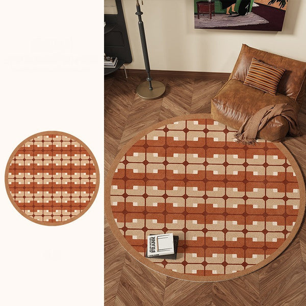 Abstract Contemporary Round Rugs, Modern Rugs under Coffee Table, Modern Rugs for Dining Room, Geometric Modern Rugs for Bedroom-Art Painting Canvas