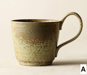Modern Handmade Pottery Coffee Cup, Creative Brown Green Blue Ceramic Coffee Mugs, Large Unique Tea Cup, Large Capacity Coffee Cups-Art Painting Canvas