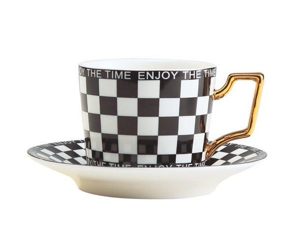 Creative Ceramic Coffee Cups for Office, Beautiful British Tea Cups, Creative Porcelain Tea Cup Saucer Set, 6.8 oz Tea Cup and Saucer in Gift Box as Birthday Gift-Art Painting Canvas