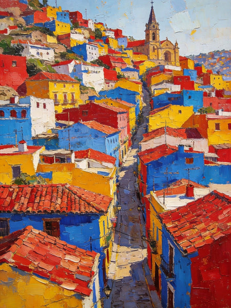 Original Landscape Art, Guanajuato's Luminous Landscape, Small Oil Paintings, Hand Painted Canvas Art, Buy Paintings Online, Landscape Paintings-Art Painting Canvas