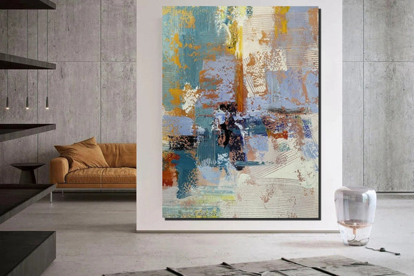 Acrylic Abstract Painting Behind Sofa, Acrylic Painting for Sale, Large Painting on Canvas, Living Room Wall Art Paintings, Buy Paintings Online-Art Painting Canvas