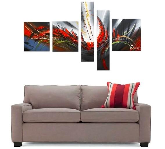Abstract Canvas Painting, Simple Acrylic Art, 5 Piece Wall Painting, Canvas Painting for Living Room, Contemporary Modern Art-Art Painting Canvas