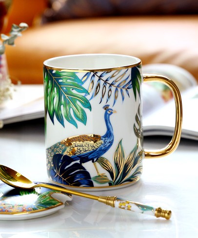 Large Capacity Jungle Animal Porcelain Mugs, Creative Porcelain Cups, Large Ceramic Mugs for Office, Unique Ceramic Mugs in Gift Box-Art Painting Canvas
