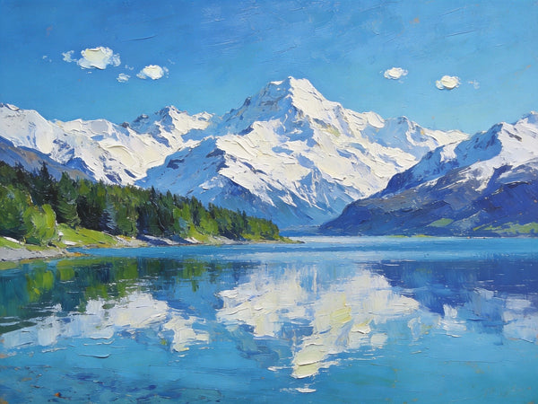Mountain Reflecting Lake Beauty, Hand Painted Canvas Art, Landscape Oil Paintings, Canvas Wall Art for Living Room, Buy Original Paintings, Small Oil Paintings-Art Painting Canvas