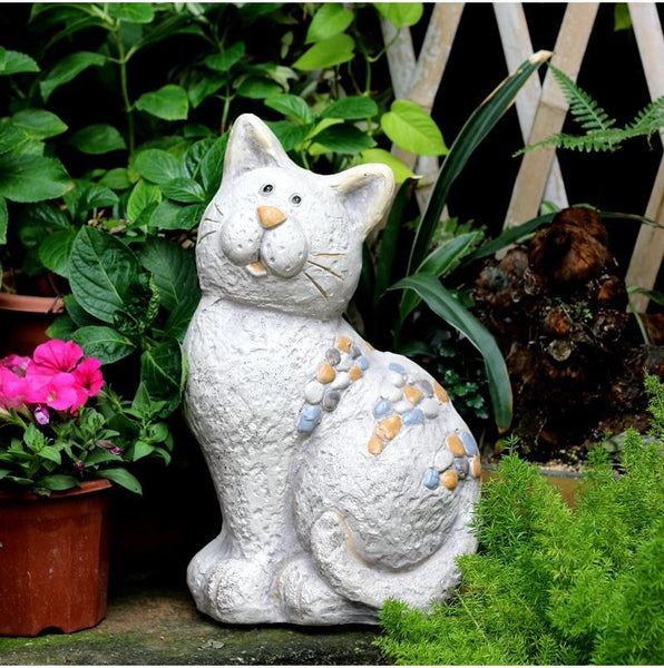 Large Lovely Cat Statue for Garden Courtyard Ornament, Animal Statue, Villa Outdoor Decor Gardening Ideas-Art Painting Canvas