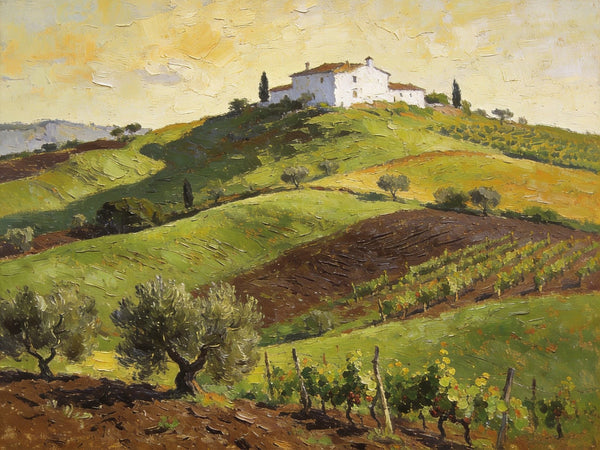 Original Landscape Paintings, Tuscan Hillside Charm, Canvas Wall Art Paintings, Hand Painted Canvas Art, Original Oil Paintings, Buy Canvas Paintings Online-Art Painting Canvas