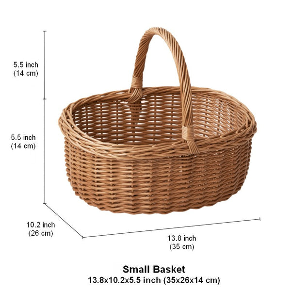 Lovely Willow Weaving Baskets for Vegetable, Large Picnic Food Basket with Handle, Natural Hand-woven Wicker Storage Basket, Natural Fruit Basket, Kitchen Storage Baskets-Art Painting Canvas