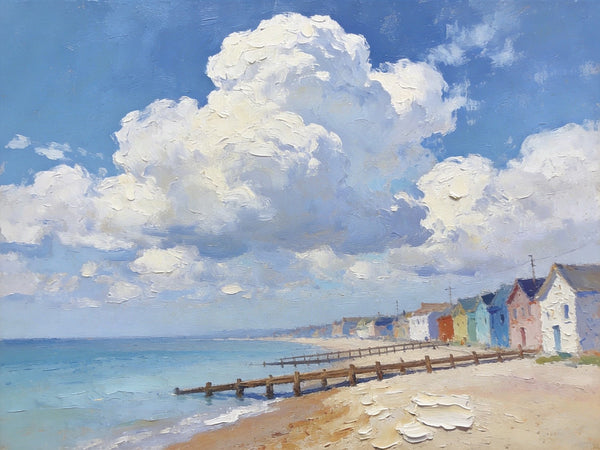 Small Landscape Paintings on Canvas, Coastal Village Captivating View, Seashore Paintings, Landscape Canvas Paintings, Original Oil Paintings, Hand Painted Canvas Art, Heavy Texture Oil Paintings-Art Painting Canvas