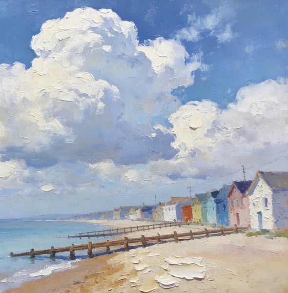 Small Landscape Paintings on Canvas, Coastal Village Captivating View, Seashore Paintings, Landscape Canvas Paintings, Original Oil Paintings, Hand Painted Canvas Art, Heavy Texture Oil Paintings-Art Painting Canvas