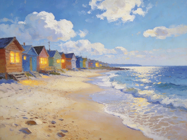 Beachside Getaway, Landscape Canvas Paintings, Hand Painted Canvas Art, Small Landscape Paintings on Canvas, Heavy Texture Oil Paintings, Original Oil Paintings-Art Painting Canvas