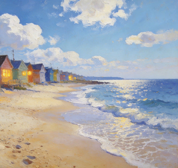 Beachside Getaway, Landscape Canvas Paintings, Hand Painted Canvas Art, Small Landscape Paintings on Canvas, Heavy Texture Oil Paintings, Original Oil Paintings-Art Painting Canvas