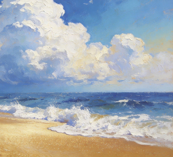 Sun and Sand Serenity, Seashore Beach Painting, Hand Painted Canvas Art, Small Oil Paintings, Original Landscape Paintings, Buy Painting Online, Heavy Texture Artwork-Art Painting Canvas