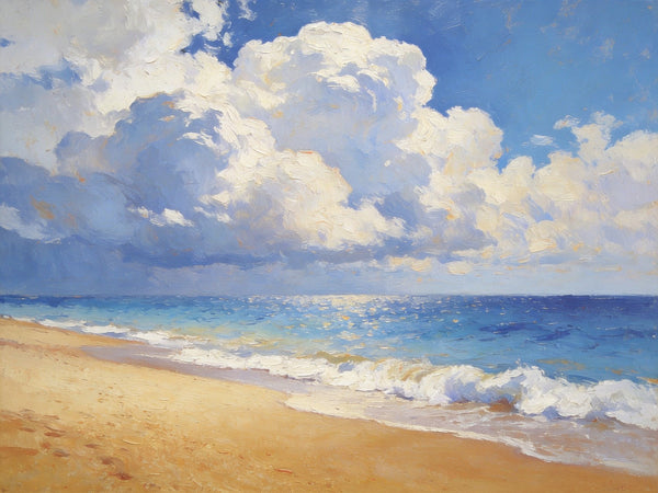 The Beach in the Afternoon, Small Landscape Paintings on Canvas, Landscape Canvas Paintings, Hand Painted Canvas Art, Heavy Texture Oil Paintings, Original Oil Paintings-Art Painting Canvas