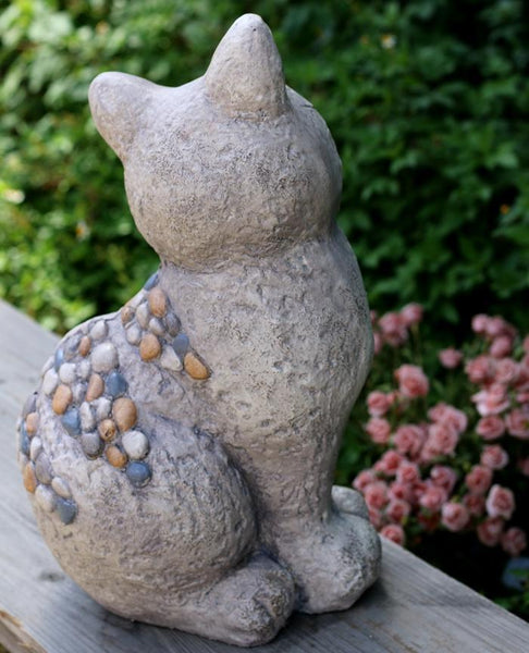 Large Lovely Cat Statue for Garden Courtyard Ornament, Animal Statue, Villa Outdoor Decor Gardening Ideas-Art Painting Canvas