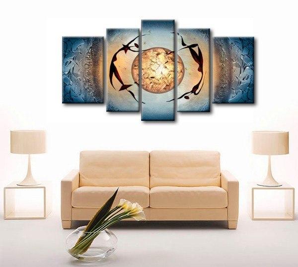 Abstract Figure Painting, African Girl Painting, 5 Piece Canvas Painting, Woman Painting-Art Painting Canvas