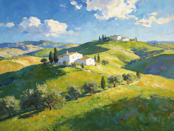The Rolling Hills of Tuscany, Canvas Wall Art Paintings, Hand Painted Canvas Art, Original Landscape Paintings, Original Oil Paintings, Buy Canvas Paintings Online-Art Painting Canvas