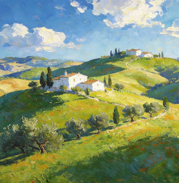 The Rolling Hills of Tuscany, Canvas Wall Art Paintings, Hand Painted Canvas Art, Original Landscape Paintings, Original Oil Paintings, Buy Canvas Paintings Online-Art Painting Canvas