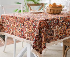 Large Modern Linen Tablecloths, Oriental Rectangular Table Covers for Coffee Table, Bohemian Rectangular Tablecloth for Oval Table-Art Painting Canvas