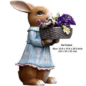 Garden Ornaments, Large Rabbit Statues for Garden, Bunny Flowerpot, Villa Outdoor Gardening Ideas, Modern Animal Garden Sculptures-Art Painting Canvas