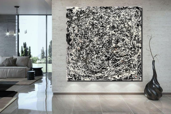 Modern Paintings for Dining Room, Hand Painted Wall Painting, Abstract Canvas Painting, Extra Large Abstract Artwork, Black Abstract Canas Art-Art Painting Canvas
