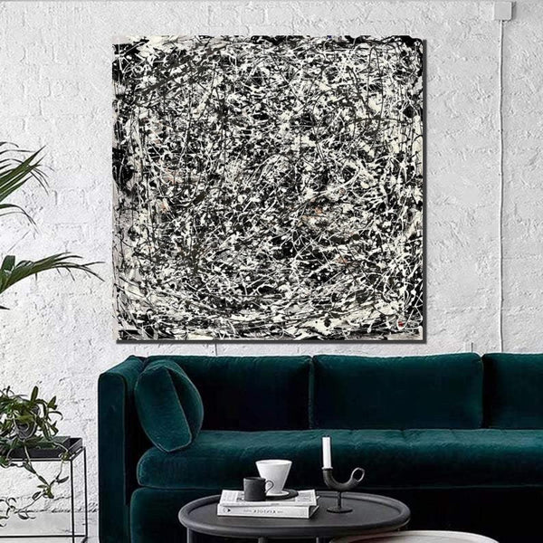 Modern Paintings for Dining Room, Hand Painted Wall Painting, Abstract Canvas Painting, Extra Large Abstract Artwork, Black Abstract Canas Art-Art Painting Canvas