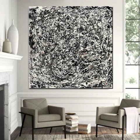 Modern Paintings for Dining Room, Hand Painted Wall Painting, Abstract Canvas Painting, Extra Large Abstract Artwork, Black Abstract Canas Art-Art Painting Canvas
