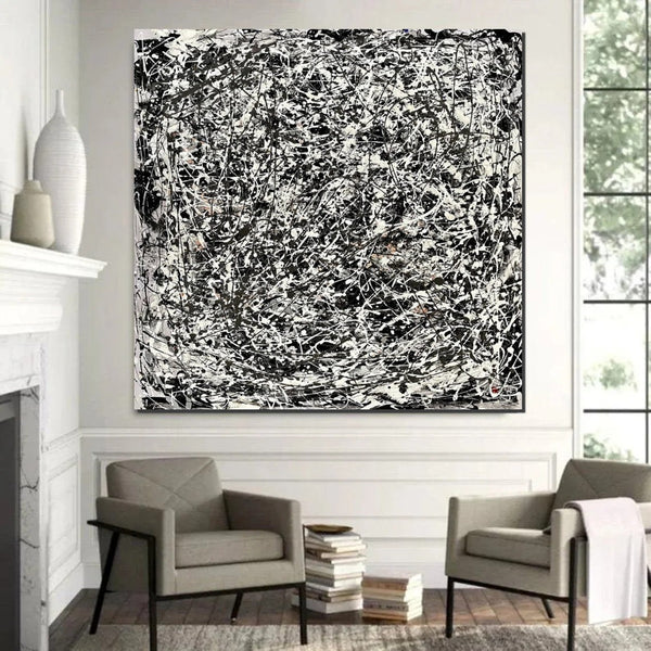 Modern Paintings for Dining Room, Hand Painted Wall Painting, Abstract Canvas Painting, Extra Large Abstract Artwork, Black Abstract Canas Art-Art Painting Canvas