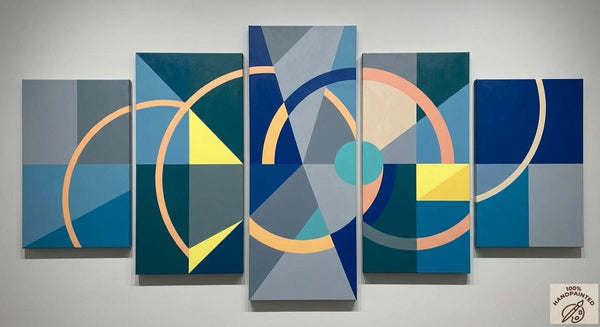 Contemporary Canvas Painting, Geometric Modern Art, Colorful Abstract Paintings, Hand Painted Acrylic Art-Art Painting Canvas