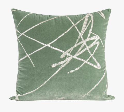 Abstract Contemporary Throw Pillow for Living Room, Green Decorative Throw Pillows for Couch, Large Modern Sofa Throw Pillows-Art Painting Canvas