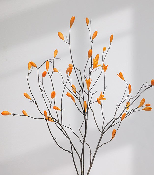 Magnolia Long Twigs, Natural Decorations, Dried Magnolia Branch, Flower Arrangement, Handmade Artificial Flower, Natural Dried Branches-Art Painting Canvas