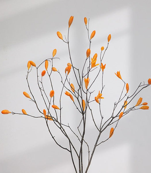 Magnolia Long Twigs, Natural Decorations, Dried Magnolia Branch, Flower Arrangement, Handmade Artificial Flower, Natural Dried Branches-Art Painting Canvas