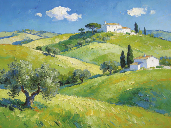 The Hills of Tuscany, Palette Knife Oil Paintings, Small Landscape Paintings, Original Oil Paintings, Landscape Canvas Paintings, Hand Painted Canvas Art-Art Painting Canvas
