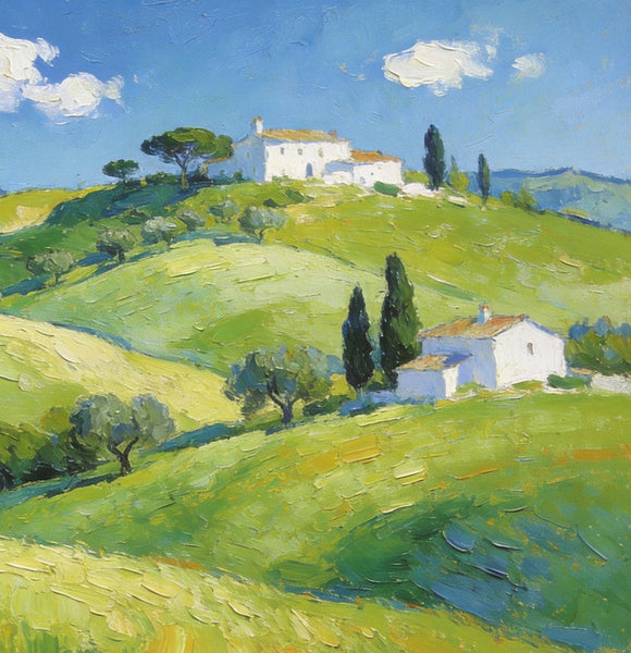 The Hills of Tuscany, Palette Knife Oil Paintings, Small Landscape Paintings, Original Oil Paintings, Landscape Canvas Paintings, Hand Painted Canvas Art-Art Painting Canvas