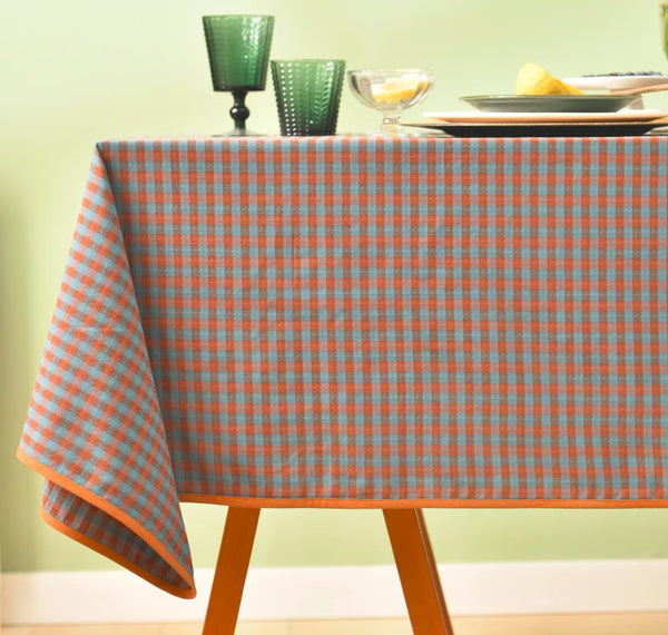 Cotton Chequer Rectangular Tablecloth for Kitchen, Rectangle Table Covers for Dining Room Table, Square Tablecloth for Coffee Table, Farmhouse Table Cloth-Art Painting Canvas
