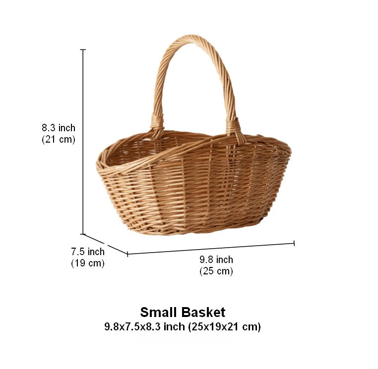 Natural Hand-woven Wicker Storage Basket, Large Picnic Food Basket with Handle, Lovely Willow Weaving Baskets for Vegetable, Natural Fruit Basket, Kitchen Storage Baskets-Art Painting Canvas