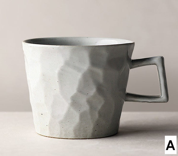 Modern Handmade Pottery Coffee Cup, Creative Brown White Black Blue Ceramic Coffee Mugs, Large Unique Tea Cup, Large Capacity Coffee Cups-Art Painting Canvas