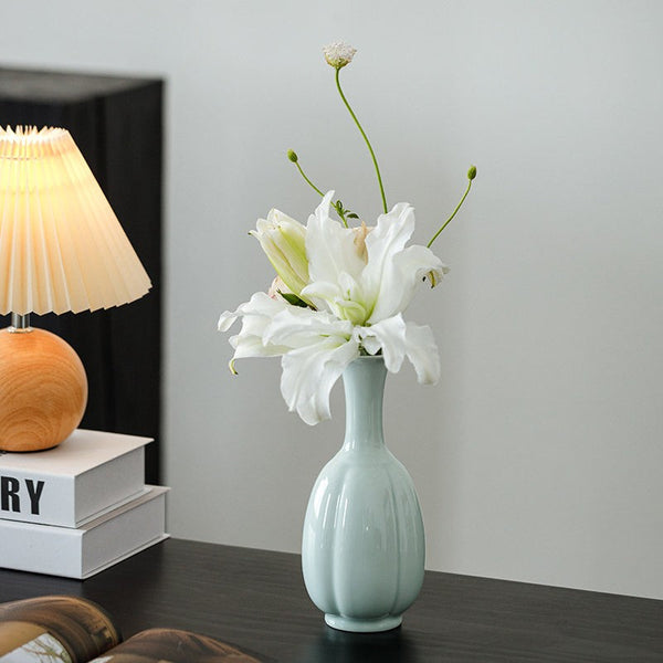 Ceramic Bud Vases, Handmade Water Holding Flower Vase, Small Flower Vases on Table, Rustic Porcelain Flower Vases-Art Painting Canvas