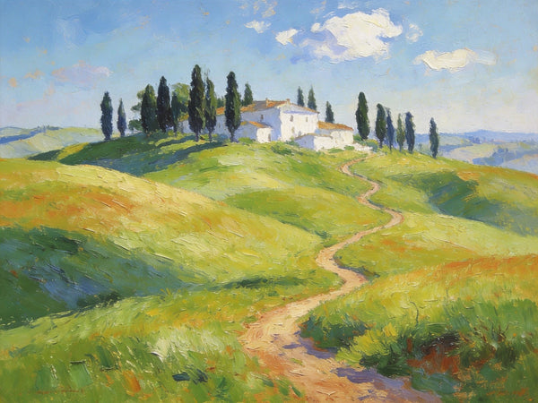 Idyllic Tuscan Countryside, Small Landscape Paintings on Canvas, Original Oil Paintings, Palette Knife Oil Paintings, Original Landscape Paintings, Hand Painted Canvas Artwork-Art Painting Canvas