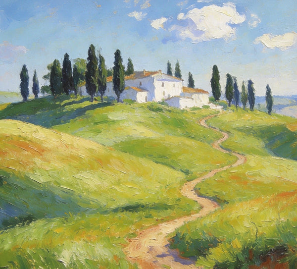 Idyllic Tuscan Countryside, Small Landscape Paintings on Canvas, Original Oil Paintings, Palette Knife Oil Paintings, Original Landscape Paintings, Hand Painted Canvas Artwork-Art Painting Canvas