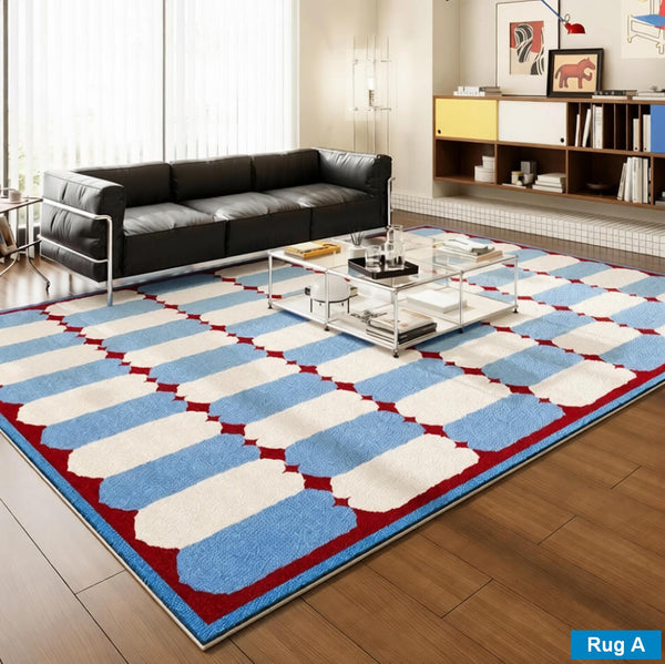 Living Room Rug Ideas, Mid Century Modern Rugs, Contemporary Modern Rugs for Dining Room, Bedroom Modern Floor Carpet, Blue Modern Rug Designs-Art Painting Canvas
