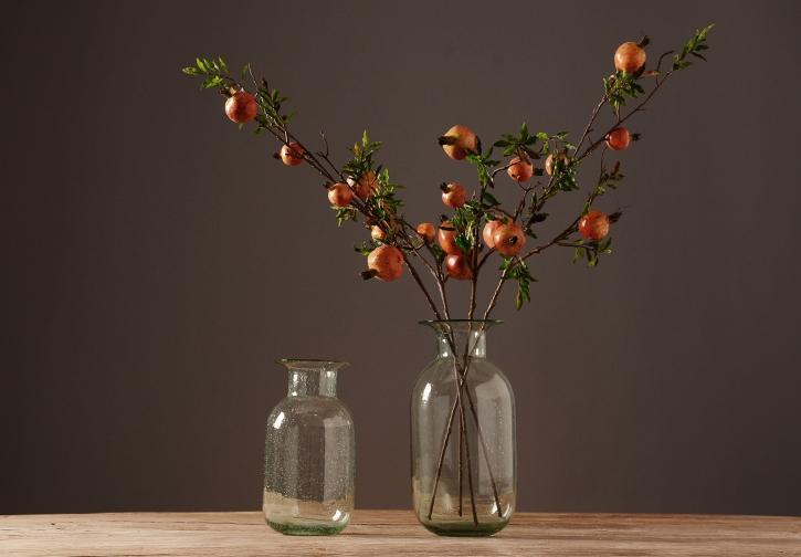 Rustic Artificial Large Pomegranate Fruit, Stem 36" Tall, Flower Arrangement-Art Painting Canvas