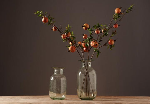 Rustic Artificial Large Pomegranate Fruit, Stem 36" Tall, Flower Arrangement-Art Painting Canvas