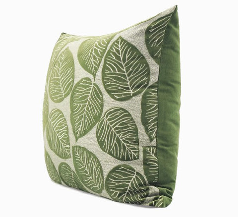 Contemporary Modern Sofa Pillows, Green Leaves Square Modern Throw Pillows for Couch, Simple Decorative Throw Pillows, Large Throw Pillow for Interior Design-Art Painting Canvas