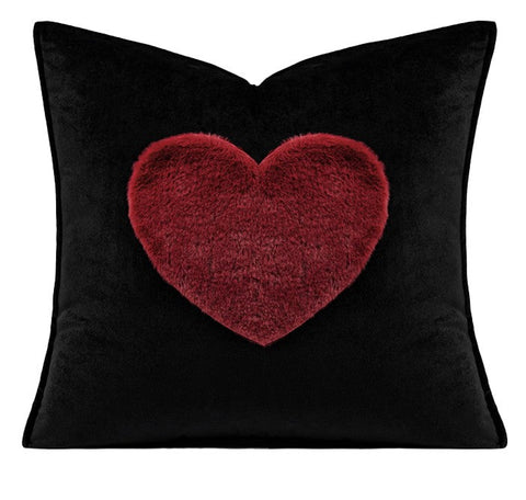 Red Heart Shape Modern Pillows for Couch, Decorative Pillow Covers, Abstract Decorative Throw Pillows for Living Room, Large Modern Sofa Pillow Cases-Art Painting Canvas