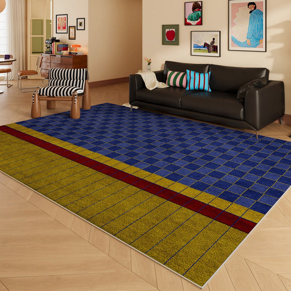Mid Century Colorful Rugs, Modern Living Room Rug Ideas, Geometric Modern Rugs for Dining Room, Contemporary Abstract Rugs under Coffee Table