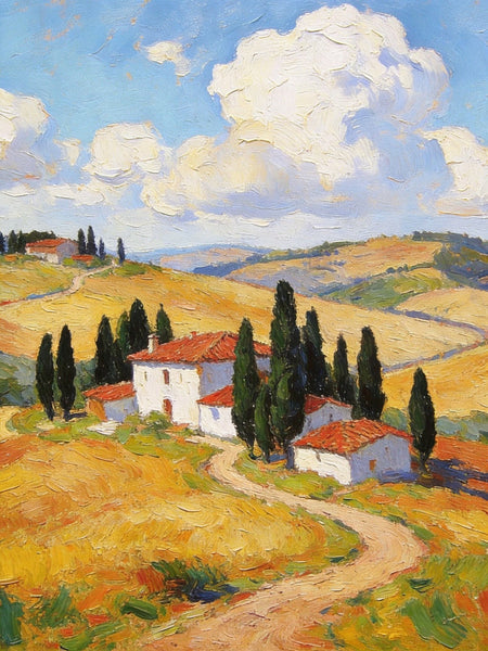 Canvas Paintings for Living Room, Tuscan Hillside Beauty, Small Original Paintings, Hand Painted Canvas Art, Landscape Oil Paintings-Art Painting Canvas